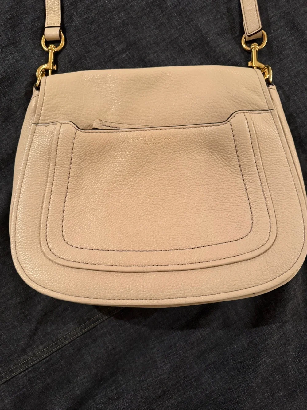 Marc Jacobs Empire City Cream Pebbled Leather Cross Body Bag